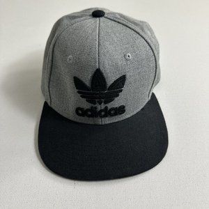 Adidas Hat Cap Snapback Gray Adjustable Embroidered Trefoil Spell Out Mens Adult